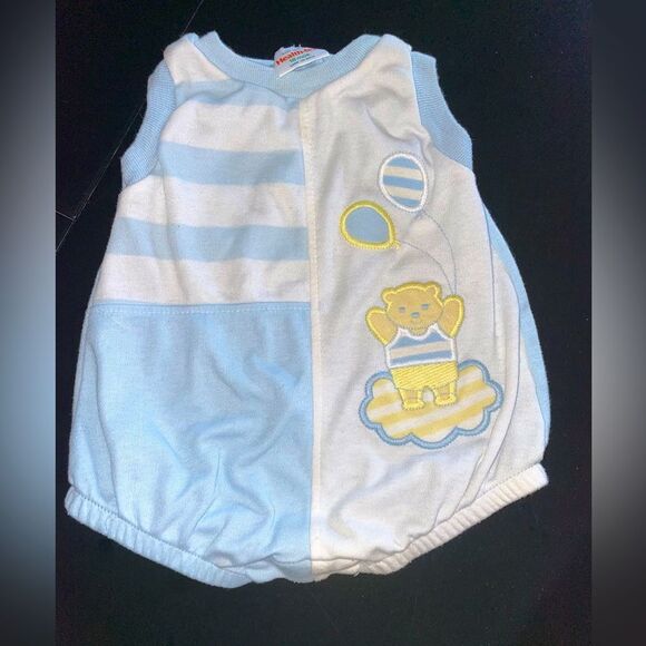 Vintage HT boys one piece romper suit snap sailor style sz 18 mos bears - Picture 1 of 4